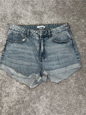 PacSun Light Blue High-Rise Rolled Hem Denim Shorts